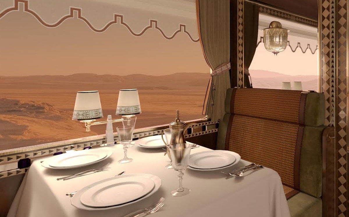 header, Ilustrasi Gerbong Mewah di Dalam Kereta The Dream of the Desert (Sumber timeoutriyadh.com)