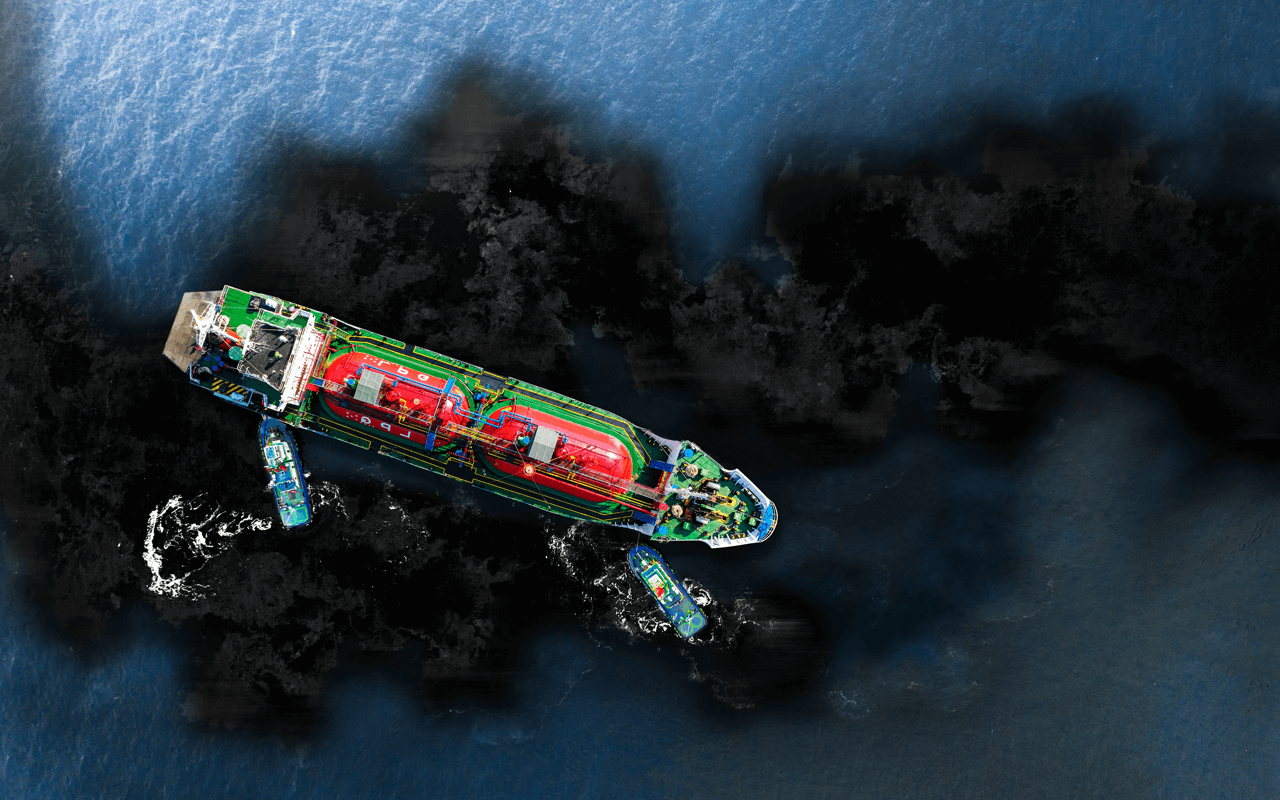 header, Ilustrasi Tampak Tumpahan Minya di Laut (Sumber KAUST)
