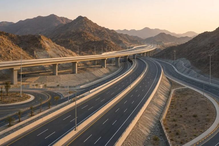 header, Beberapa Ruas Jalan Baru yang Dibangun untuk Percepatan Infrastruktur di Arab Saudi (Sumber Linkedln)